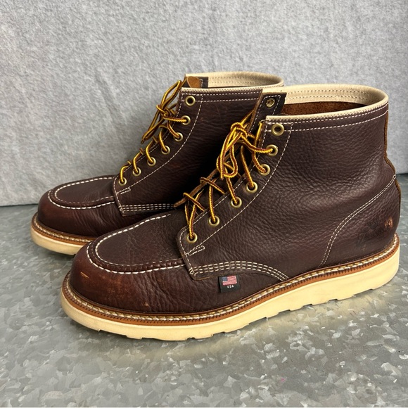 Thorogood American Heritage 6" Safety Toe Work Boot Max Wear Wedge Brown Leather - Picture 6 of 16